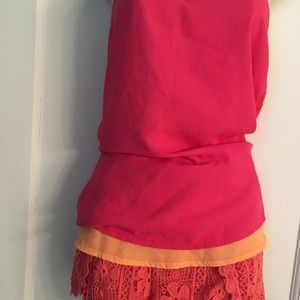Bundle shorts and silk top size large.